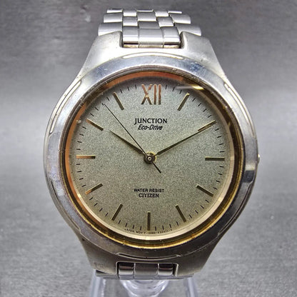 Citizen Junction Eco-Drive Watch Men 36mm Gray Dial Two Tone 5080-K10816 Runs0