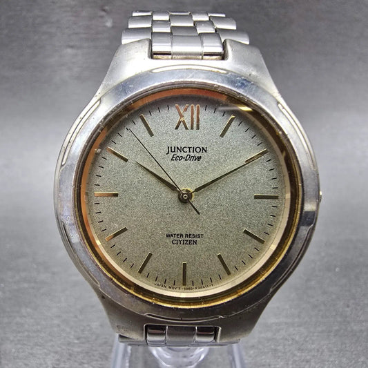 Citizen Junction Eco-Drive Watch Men 36mm Gray Dial Two Tone 5080-K10816 Runs0