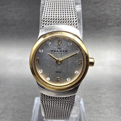 Skagen Watch Women 19mm Silver Dial Two Tone Round 502XSGS New Battery L0