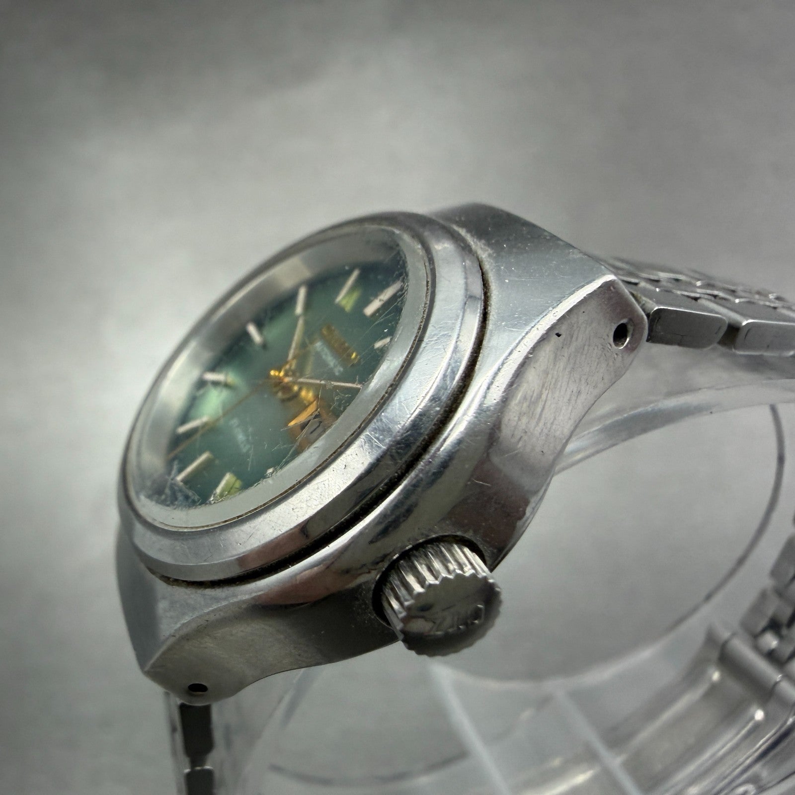 Citizen Automatic Watch Women 26mm Green Dial Steel Daydate Round Runs Vintage 12