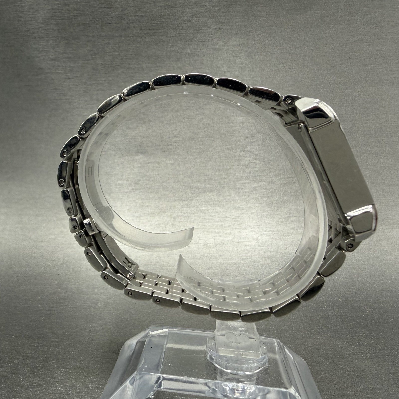 Croton Tank Watch Women 23mm MOP Dial Steel Diamond Bezel Rectangle New Battery8
