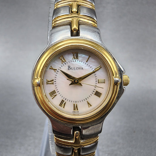 Bulova Watch Women 24mm MOP Dial Two Tone Round 98L56 New Battery0