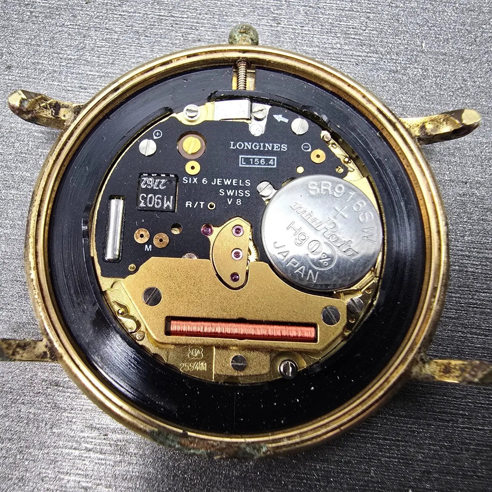 Longines Watch Men 34mm Gold Dial Gold Tone Date Round 7240 Cal 156 PARTS12