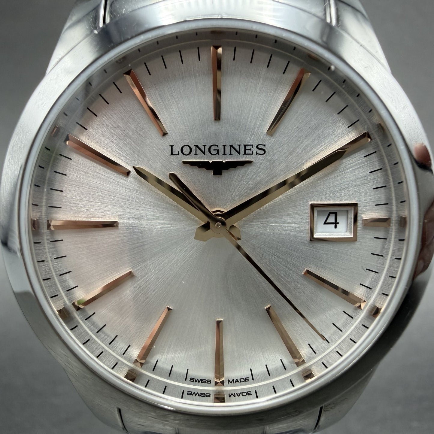 Longines Conquest Watch Women 34mm Silver Dial Stainless Steel Date New Battery1
