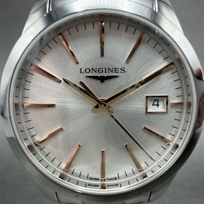 Longines Conquest Watch Women 34mm Silver Dial Stainless Steel Date New Battery1