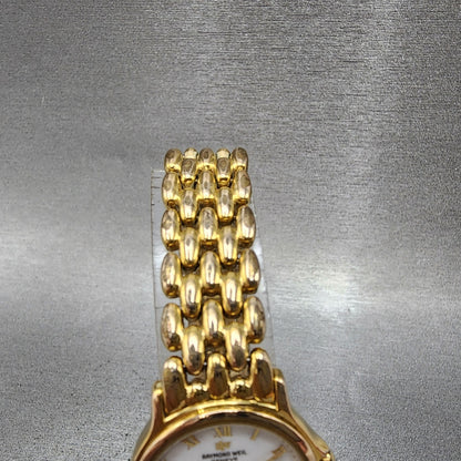 Raymond Weil Watch Women 24mm White Dial Gold Tone Date Round 5368 New Battery4