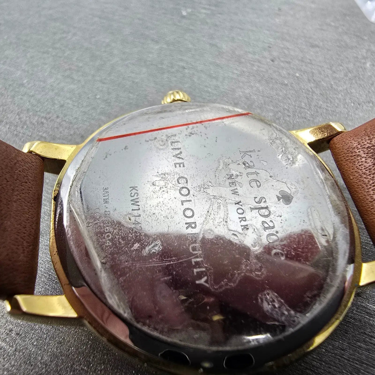 Kate Spade Metro watch Women 34mm Mop Dial Gold Round KSW1142 New Battery9