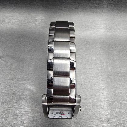 Bulova Tank Watch Men 22mm White Dial Silver Tone Rectangle 96L95 New Battery 234