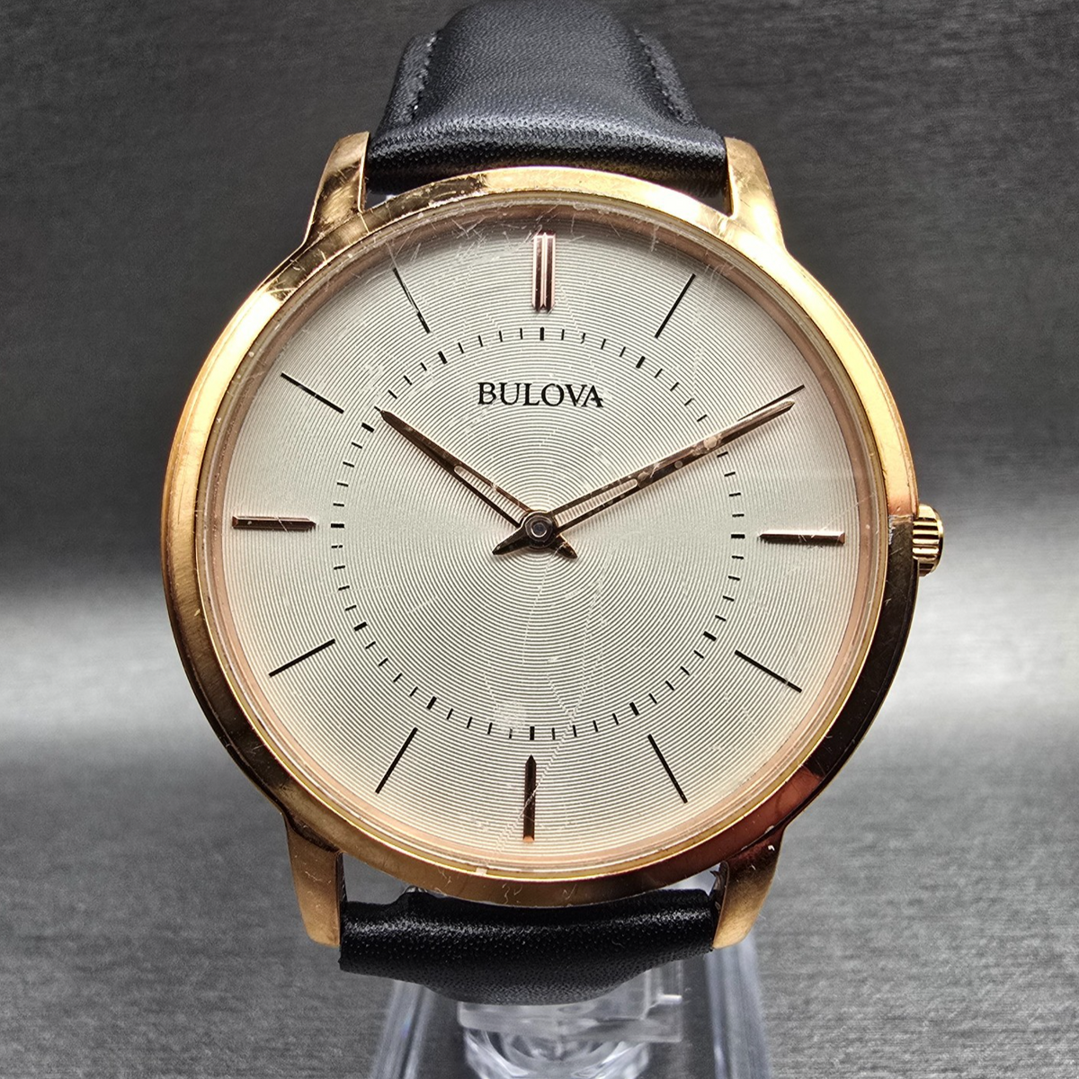 Bulova Watch Men 40mm Champagne Dial Rose Gold Round 97A126 New Battery0