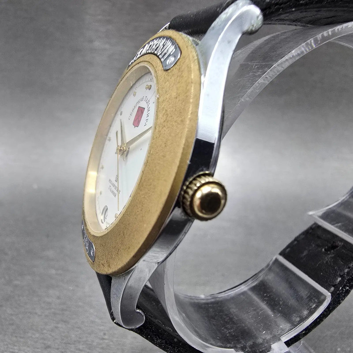 POLJOT Goodwill Games Watch Men 38mm White Dial Two Tone Date 17 Jewels PARTS3