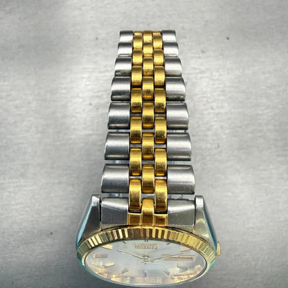 Seiko President Watch Men 35mm Silver Dial Two Tone Daydate 7N43-8119 New Batt4