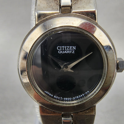 Citizen Watch Women 20mm Black Dial Silver Tone Round 5920S68997 New Battery1