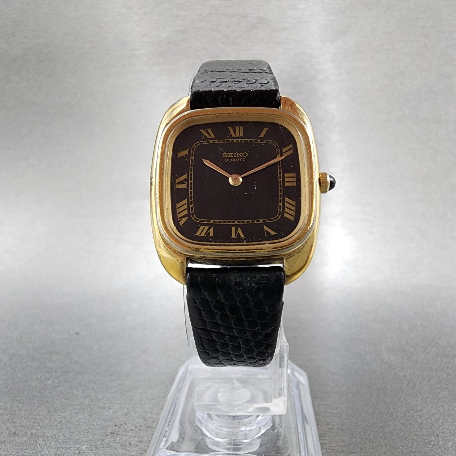 Seiko Tank Watch Women 24mm Black Dial Gold Tone Rectangle 23205140 New Battery6