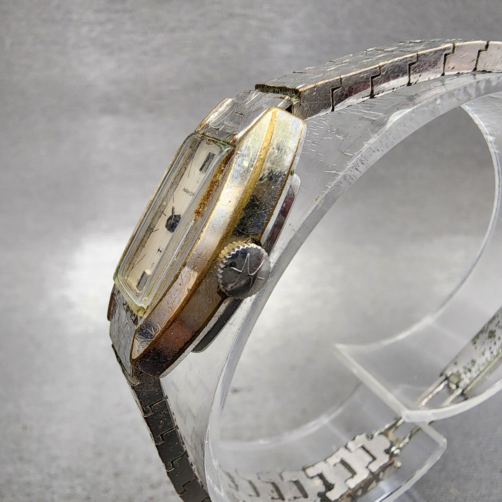 Hamilton Tank Watch Women 16mm White Dial Silver Tone Rectangle Manual Wind Runs2