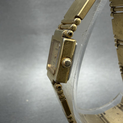 Seiko Watch Women 13mm Champagne Dial Gold Tone Square 1E205209 New Battery2