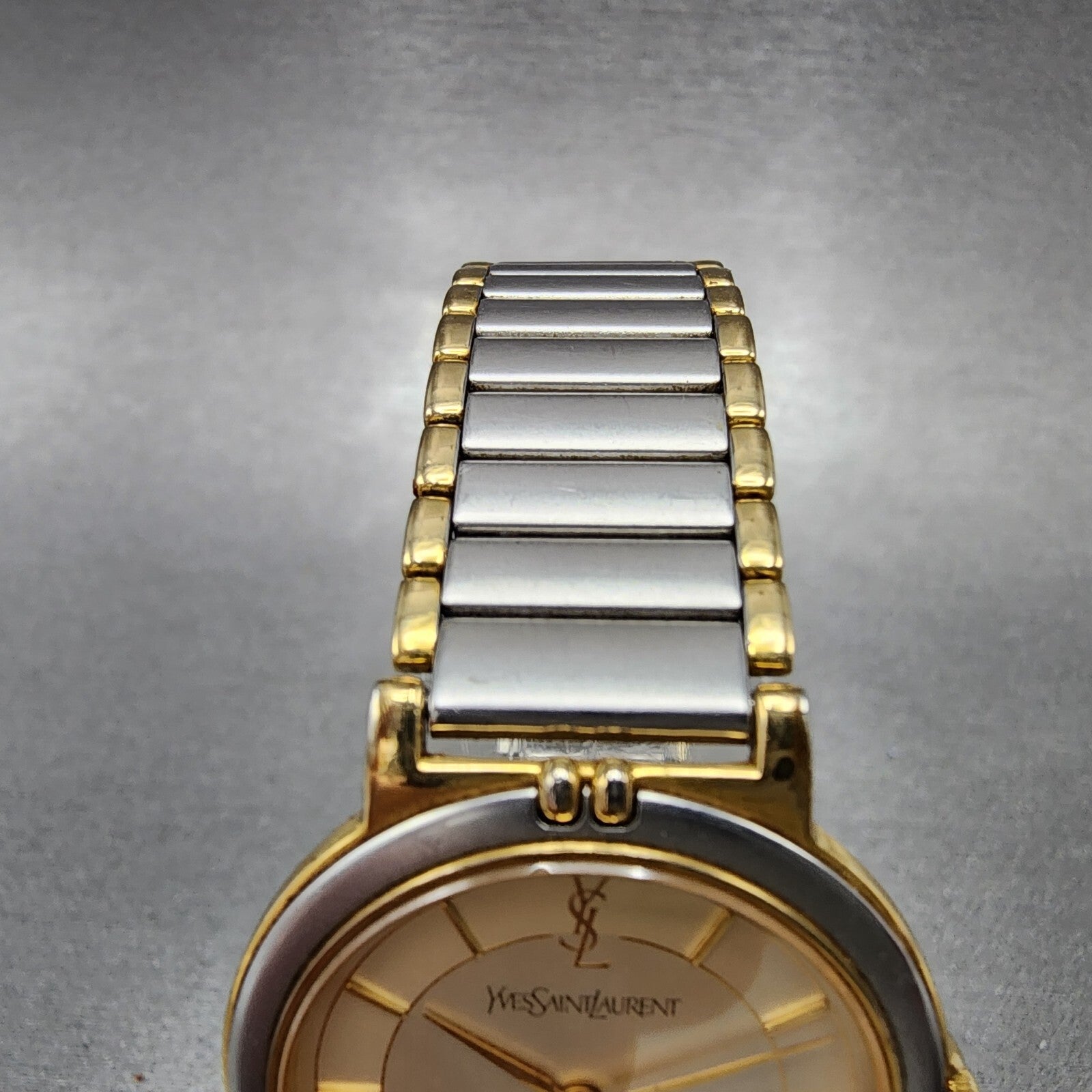 Yves Saint Laurent Watch Women 29mm Champagne Dial Two Tone Round New Battery4