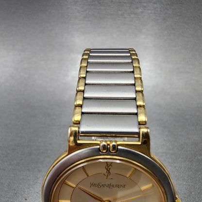 Yves Saint Laurent Watch Women 29mm Champagne Dial Two Tone Round New Battery4
