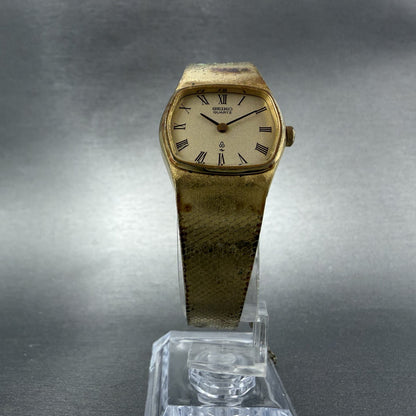 Seiko Watch Women 22mm Champagne Dial Gold Tone Hexagon 43-3120 New Battery5