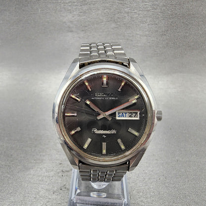 Seiko Presmatic Watch Men 37mm Black Dial Silver Tone Daydate 51069000 Runs0