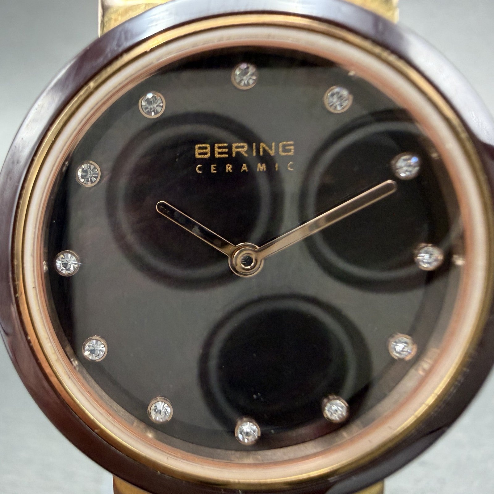 Bering Ceramic Watch Women 29mm MOP dial Rose Gold Tone Round 10729-765 New Batt1