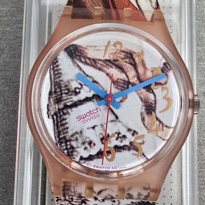Swatch Masquerade Watch Men 34mm White Dial Pink Case GP105 New Battery NOS READ2