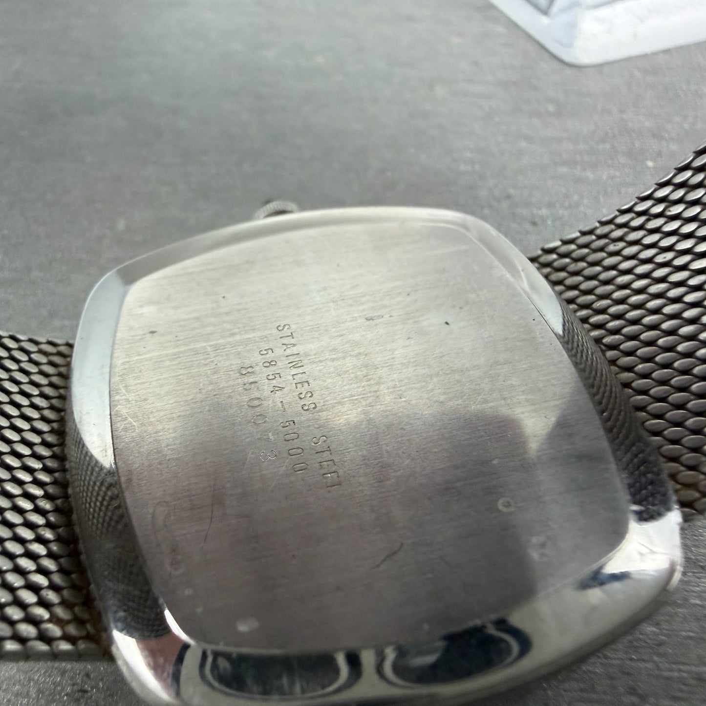 Seiko Watch Men 32mm Silver Dial Silver Tone Square 5854-5000 New Battery VTG9