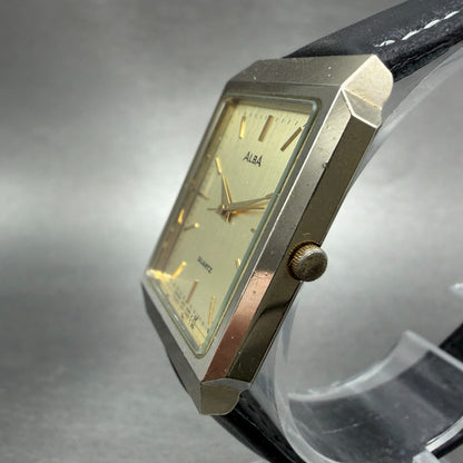 Seiko Alba Tank Watch Unisex 25mm Champagne Dial Gold Tone V801-5100 NewBattery2