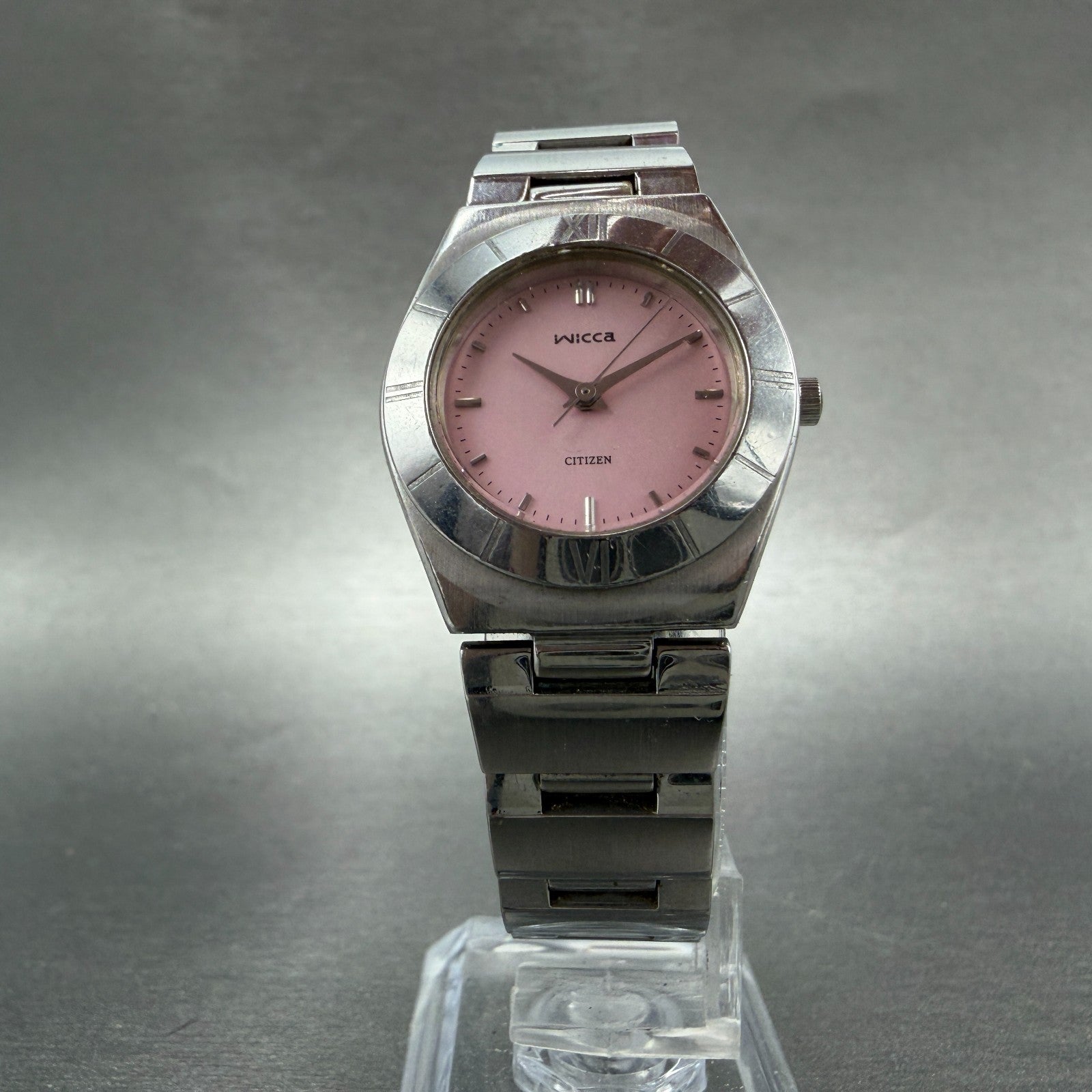 Citizen Wicca Watch Women 26mm Pink Dial Silver Tone 1032-L19451 New Battery5