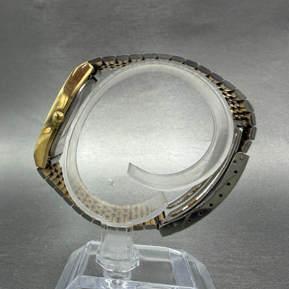 Seiko Watch Men 32mm Brown Dial Gold Tone Rectangle 7810-5069 New Battery VTG6