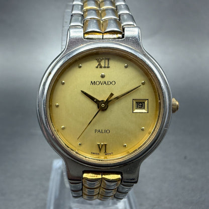 Movado Palio Watch Women 26mm Gold Dial Two Tone 81.94.826H New Battery0