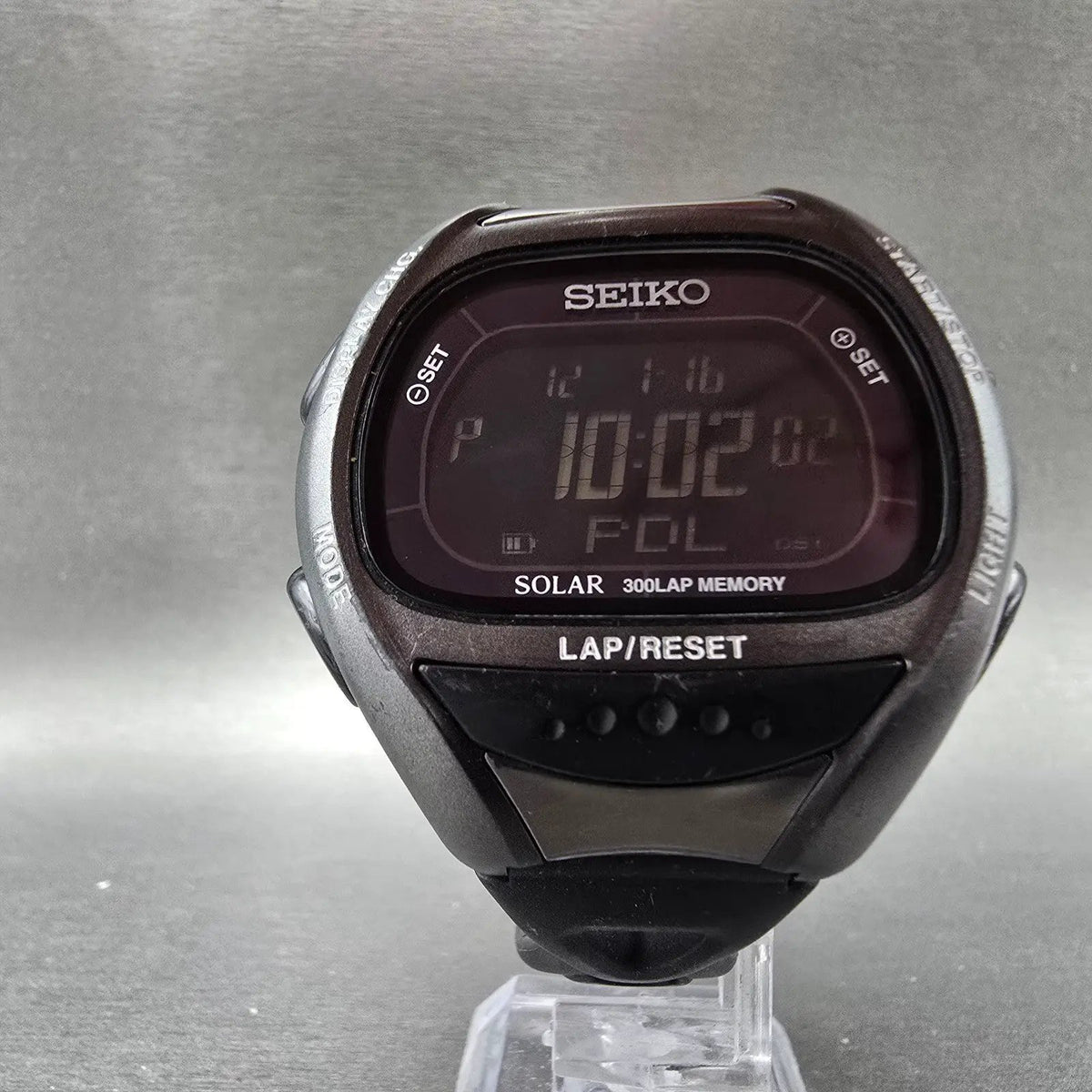 Seiko Super runner Watch Men 43mm Black Alarm Chronograph S680-00A0 Solar Works5