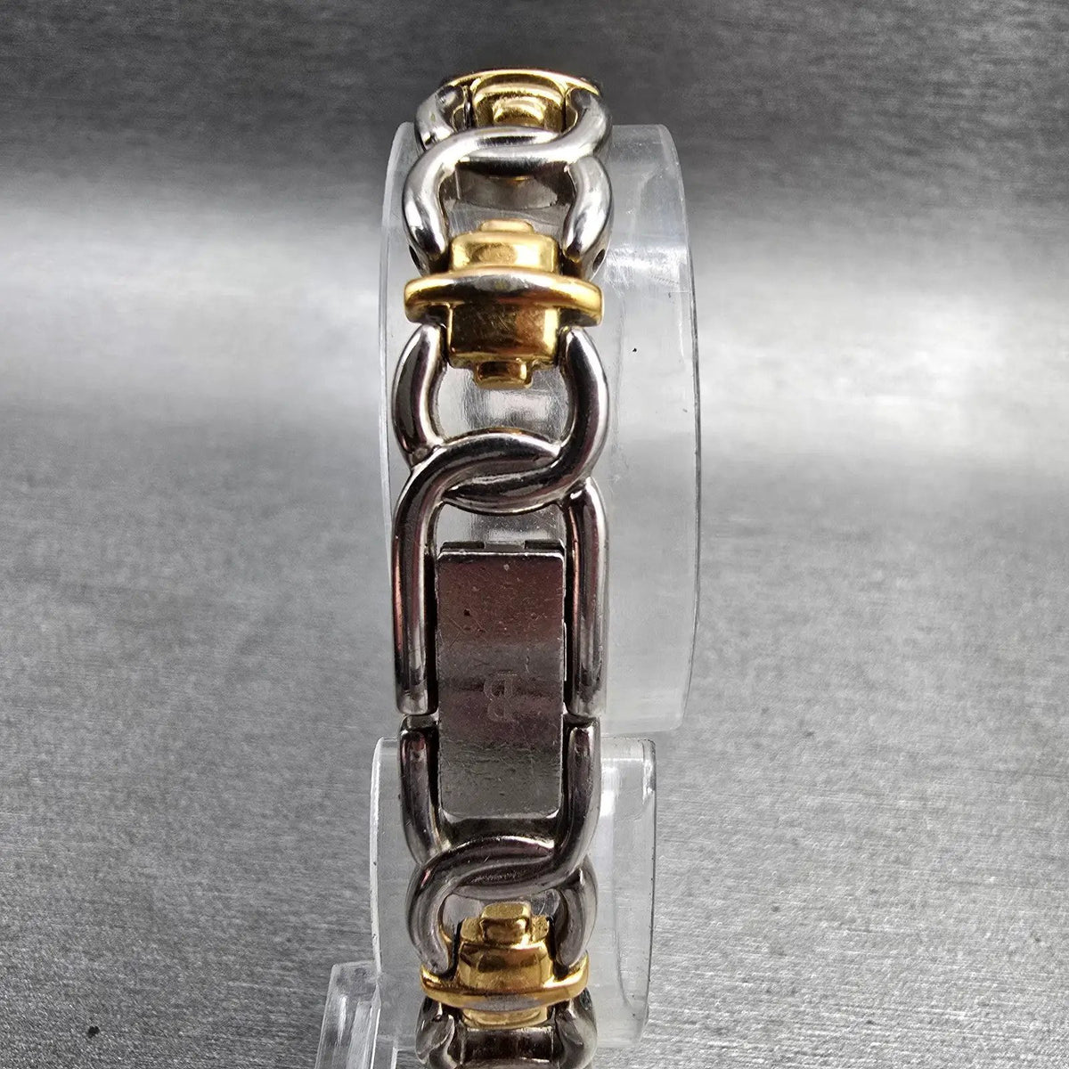 Bulova Watch Women 14mm White Dial Two Tone Rectangle 98T10 New Battery7