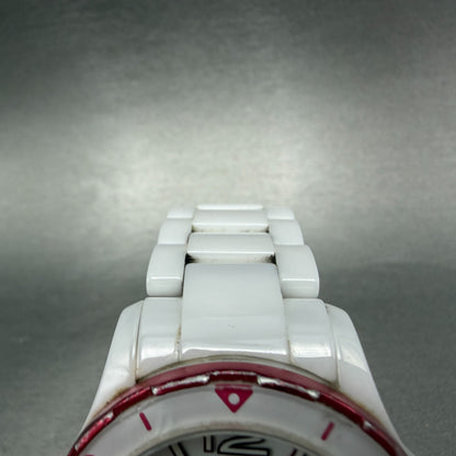 Fossil Watch Women 39mm White Dial White Ceramic Date Round CE-1051 New Battery4