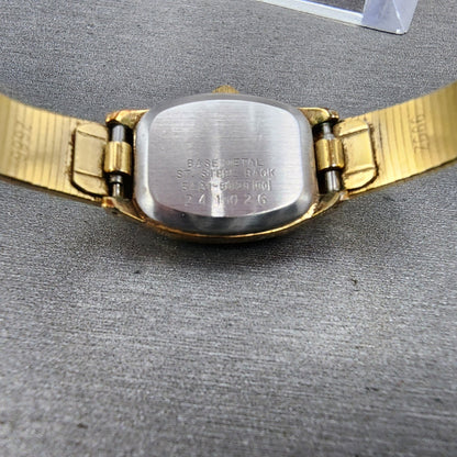 Seiko Watch Women 17mm Cream Dial Gold Tone Rectangle 5421-5029 New Battery