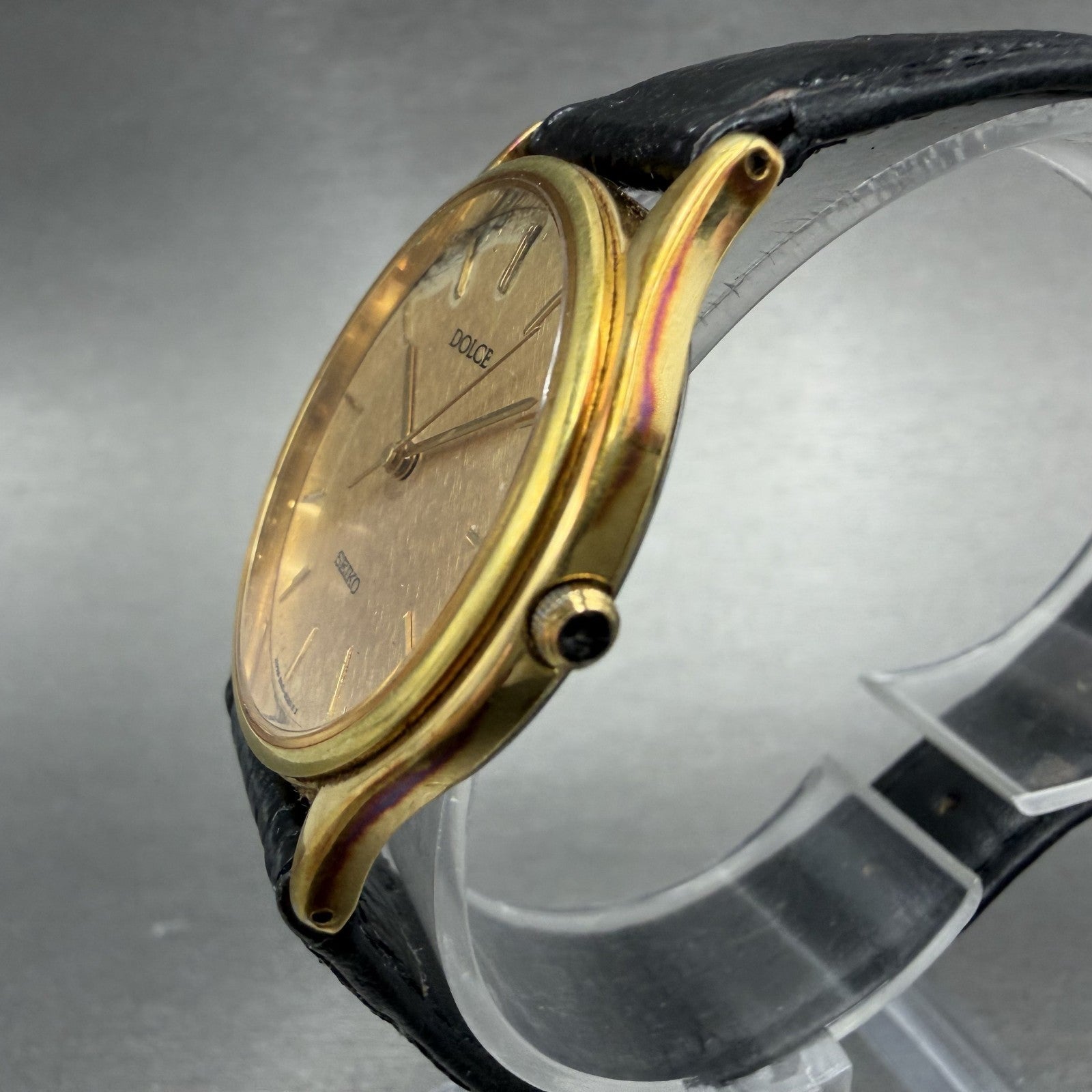 Seiko Dolce Watch Men 32mm Champagne Dial Gold Tone 8N41-6060 New Battery2
