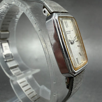 Seiko Watch Women 13mm Silver Dial Silver Tone Rectangle 1320-5779 New Battery73