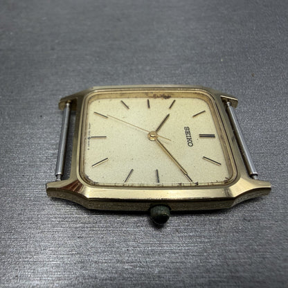 Seiko Tank Watch Men 27mm Cream Dial Gold Tone Rectangle 5E31-5A50 PARTS6