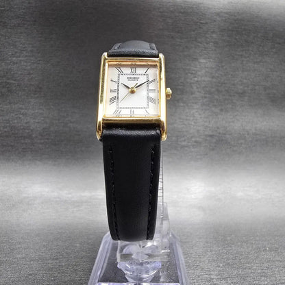 Seiko Tank Watch Women 18mm White Dial Gold Tone Rectangle 1N01-5A40 New Battery5