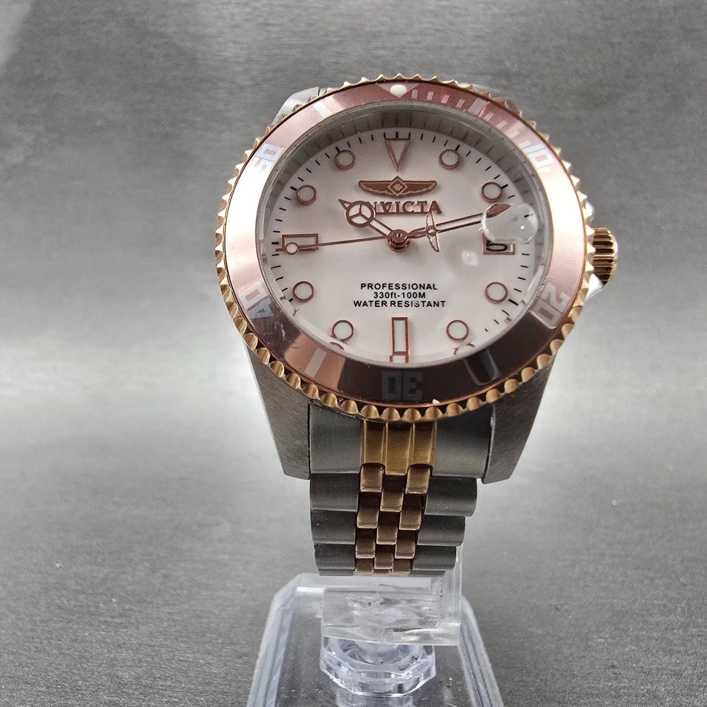 Invicta Dive Watch Women 34mm White Dial Two Tone Date Rose Gold 29193 NewBat5