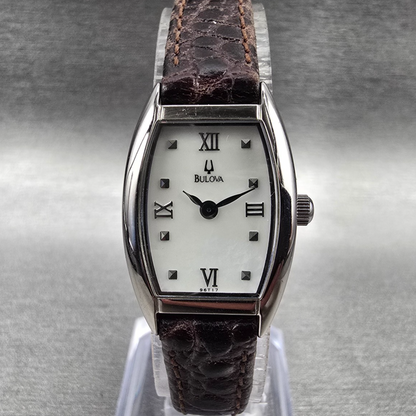 Bulova Watch Women 19mm MOP Dial Silver Tone Tonneau 96T17 New Battery0