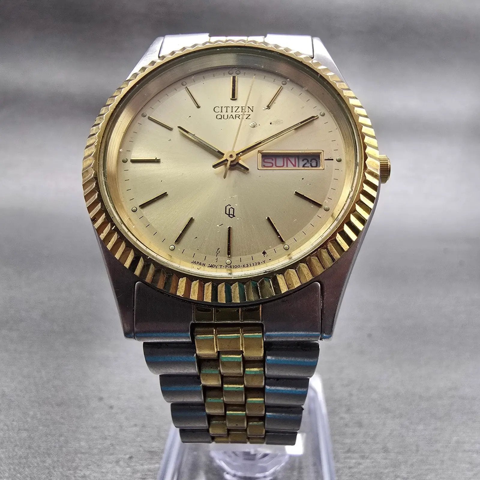 Citizen President Watch Men 35mm Champagne Dial Daydate 6100-K09311 New BatteryL5