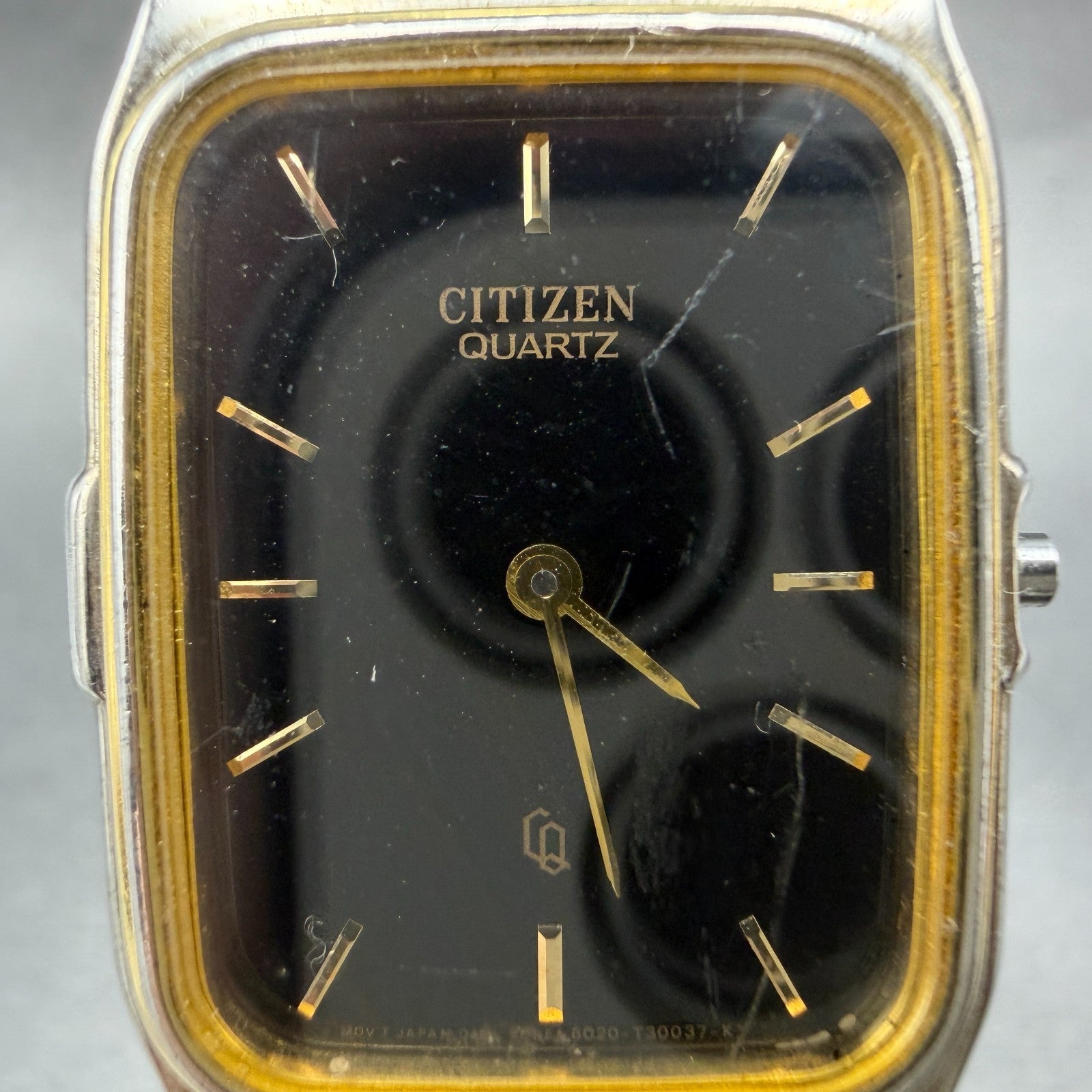 Citizen CQ Tank Watch Men 24mm Black Dial Two Tone Rectangle 5020-917817 PARTS2