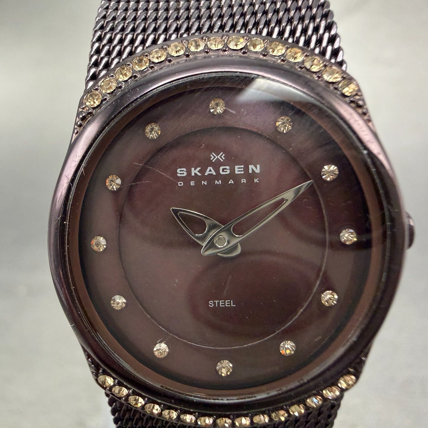 Skagen Watch Women 23mm MOP Dial Purple Tone Ovel Cyrtstals 686XSMM New Battery1