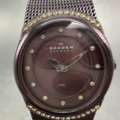 Skagen Watch Women 23mm MOP Dial Purple Tone Ovel Cyrtstals 686XSMM New Battery1