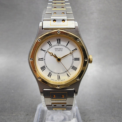 Seiko Watch Women 23mm White Dial Two Tone Octagon 12210040 New Battery0