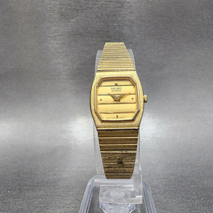 Seiko Watch Women 18mm Gold Dial Gold Tone Rectangle 73205499 New Battery5