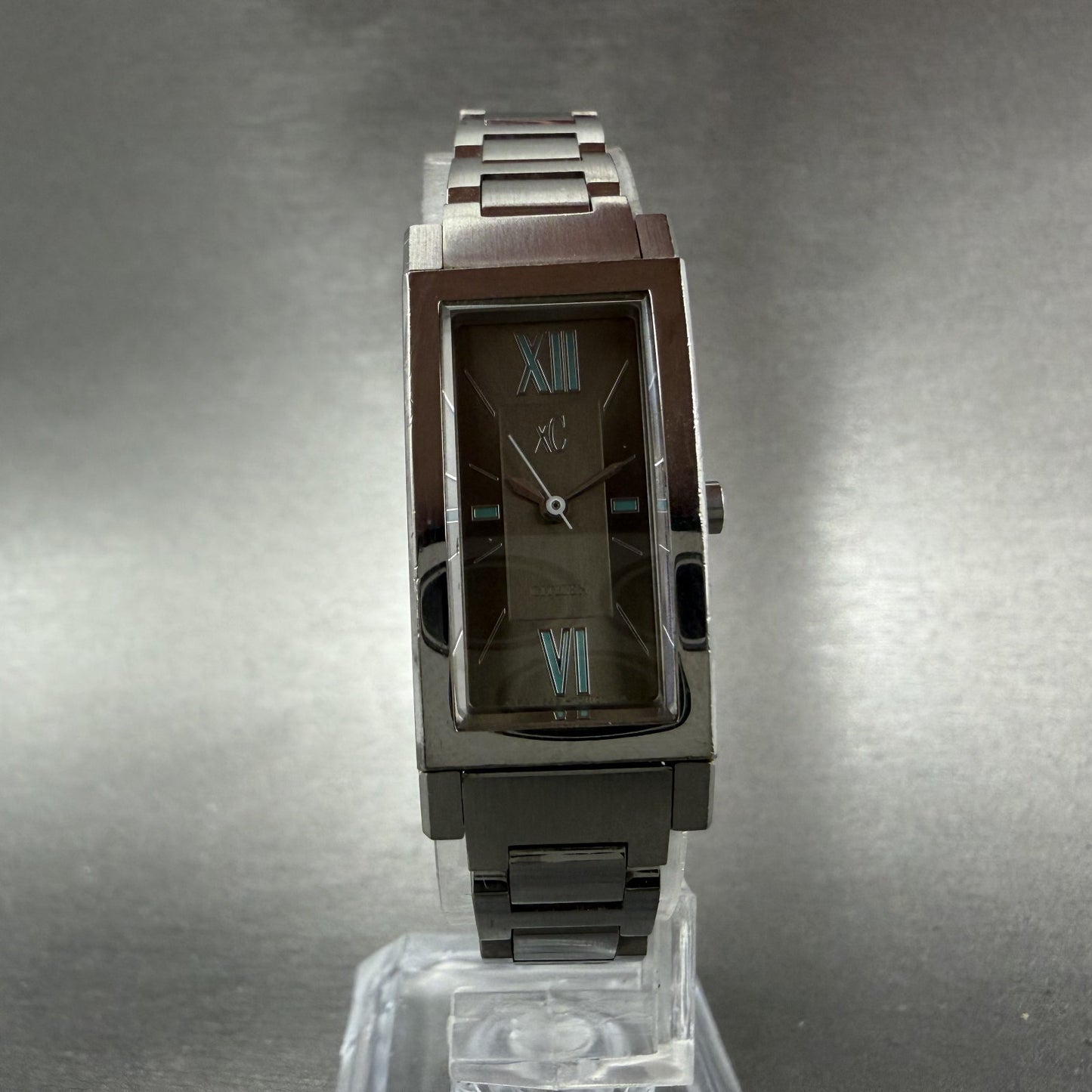 Citizen XC Tank Watch Men 16mm Gray Dial Silver Tone Rectangle 5431-T003982 Runs5
