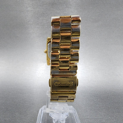 Seiko Watch Women 23mm White Dial Gold Tone Rectangle 4N00-6769 New Battery