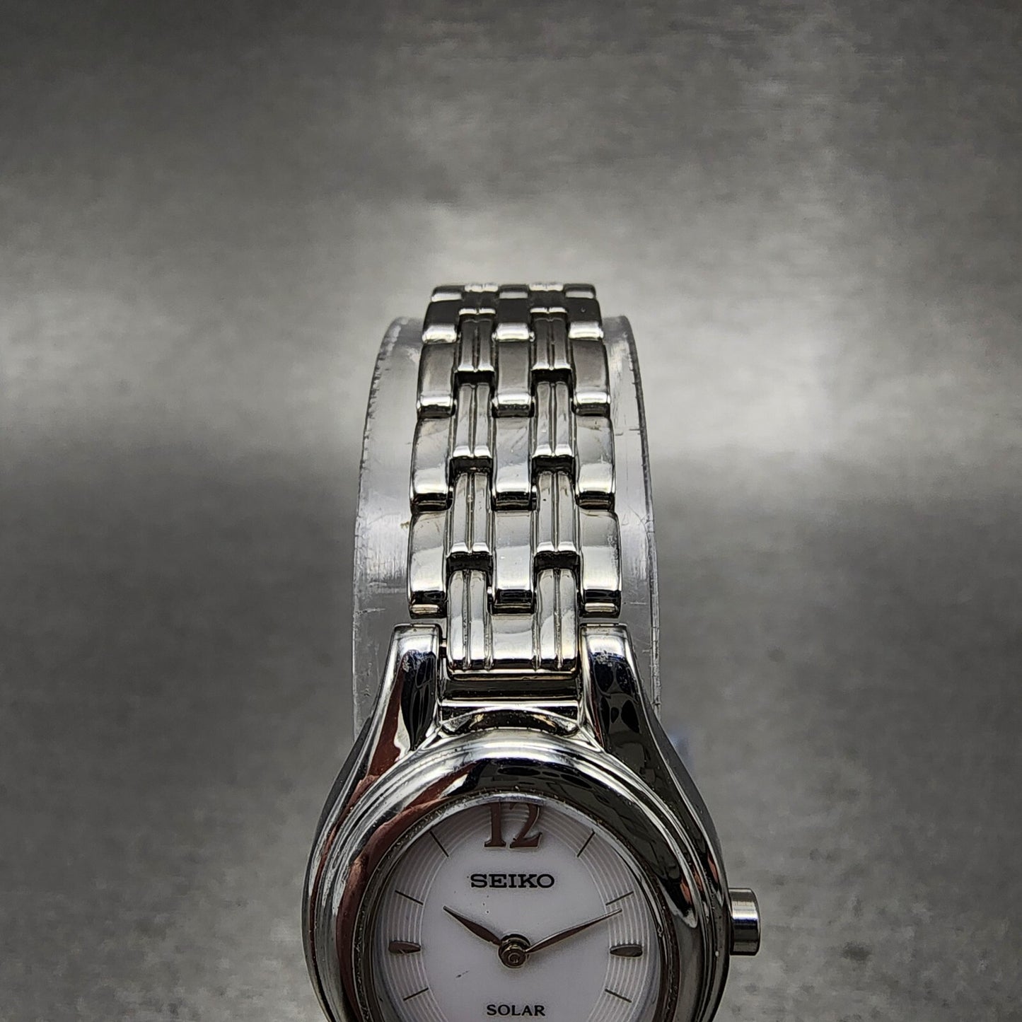 Seiko Solar Watch Women 20mm White Dial Steel Oval V1140AA0 PARTS5
