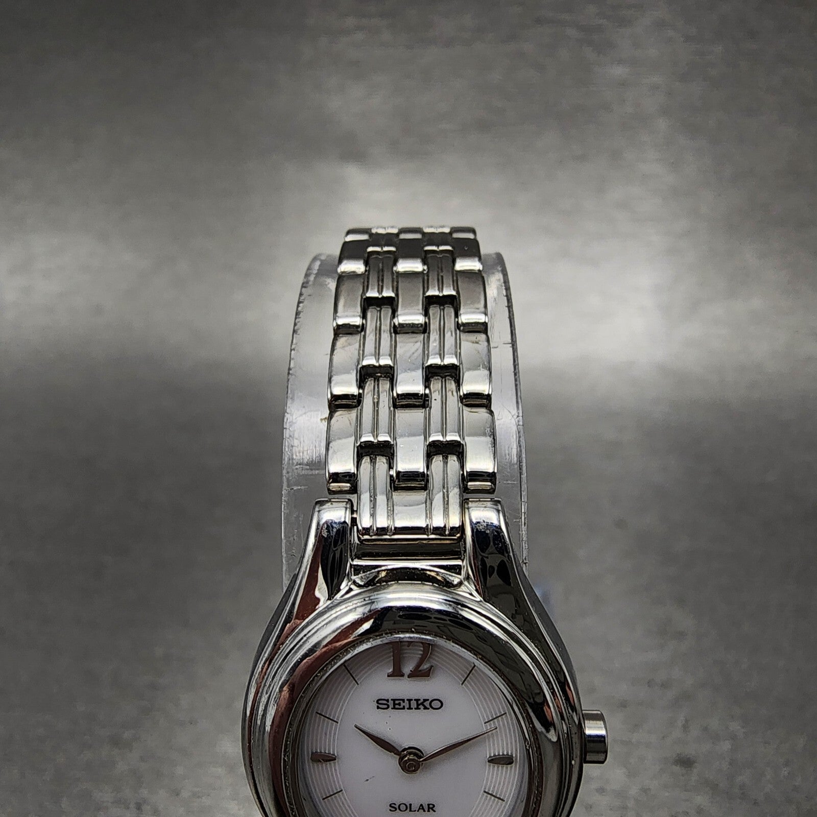 Seiko Solar Watch Women 20mm White Dial Steel Oval V1140AA0 PARTS5